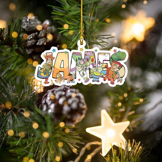 Discover Toy Story Acrylic Ornament with Custom Name, Disney Christmas Tree Decor, Woody, Jessie & Buzz, Birthday Gift