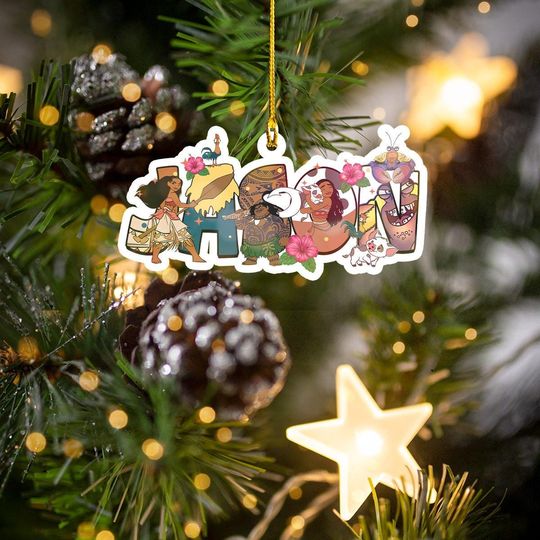 Discover Moana Disney Acrylic Ornament – Personalized Name, Maui Birthday & Christmas Decor, Holiday Tree Ornament
