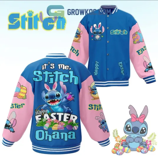Discover Stitch Its Me Happy Easter Ohana Baseball Jacket Gift For Christmas
