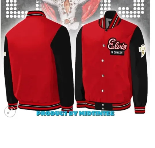 Discover Elvis Presley In Concert Baseball Jacket 3D, hot gift -father day Gift