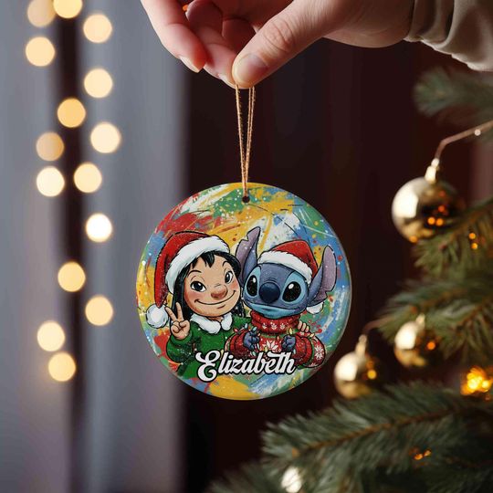 Discover Personalized Lilo and Stitch Christmas Ornament, Custom Disneyland Christmas Ornament 2025, Lilo Stitch Holiday Tree Keepsake Gift for Her