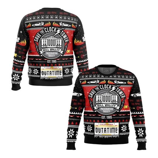 Men's Back To The Future Ugly Christmas Sweater Simple Fashionable Different Patterns Suitable For Christmas Movie Night