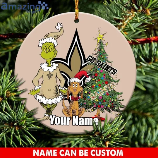 Personalized New Orleans Football Saints Team Christmas Ceramic Ornament Gift