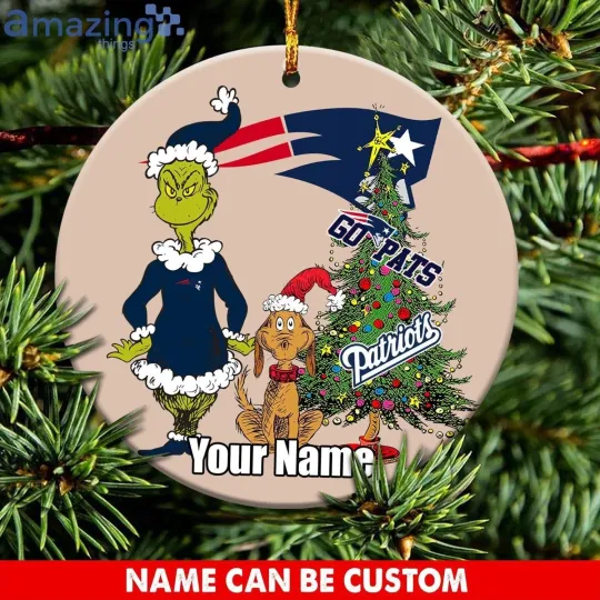Discover Personalized New England Football Patriotss Team Christmas Ceramic Ornament Gift