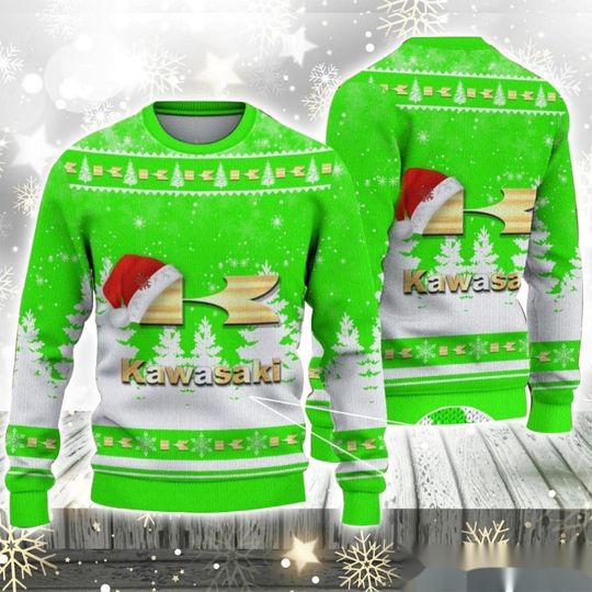 Discover Men's Kawasaki Design Hoodie Christmas Theme Knitted Casual Street Fashion Winter Comfortable Warm Simple Cool Sweater