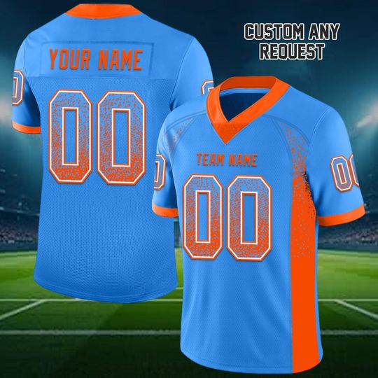 Discover Custom Blue Drift Football Jersey: Personalized Streetwear Sports Shirt