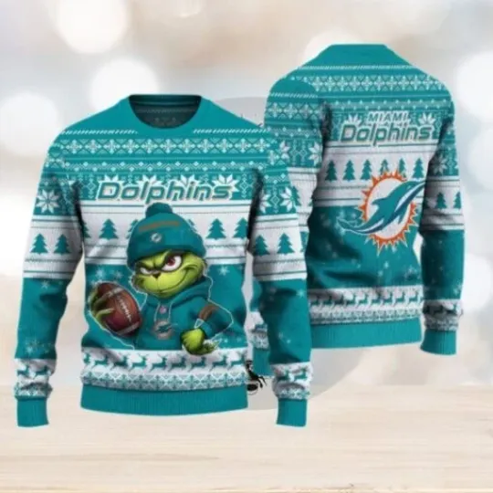 Miami funny character Stole Dolphins Christmas Ugly Sweater Football Ugly Sweater