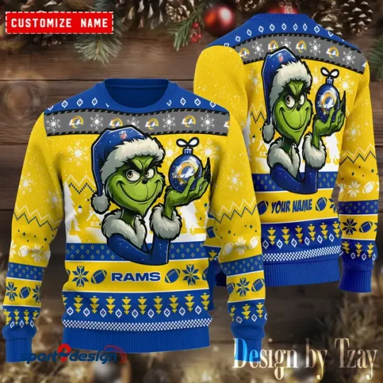 Discover Los Angeles funny character With Ornament Rams Football Team Christmas Ugly Sweater