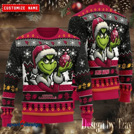 Discover Arizonna funny character With Ornament Cardinals Football Team Christmas Ugly Sweater
