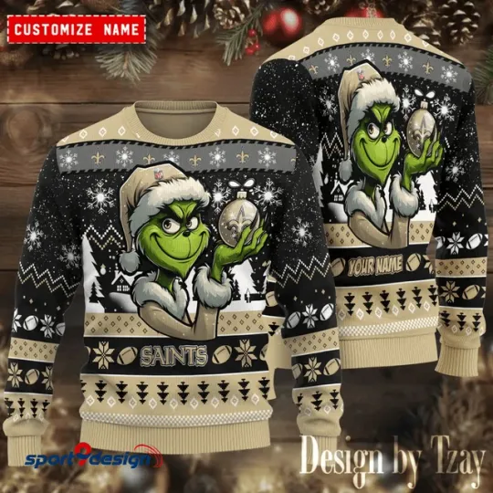Discover New Orleans funny character With Ornament Saints Football Team Christmas Ugly Sweater