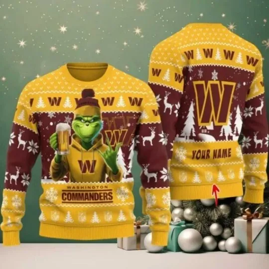 Discover Washington funny character With Beer Commanders Football Team Christmas Ugly Sweater