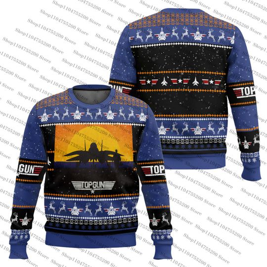 Discover It's Time Fighter Films Blue Ugly Christmas Sweater Cool Retro Style Sweatshirt Unisex Pullover Winter Vacation Pullover 2026