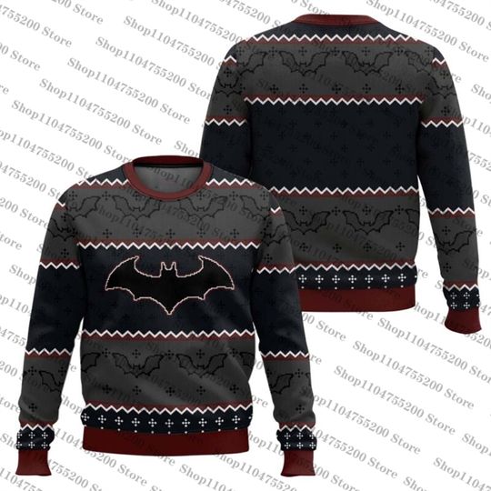 Bang! Pow! Batman Christmas Limited Edition Sweater With Pixel Design LOGO Ugly Christmas Sweater Sweatshirt Unisex Pullover