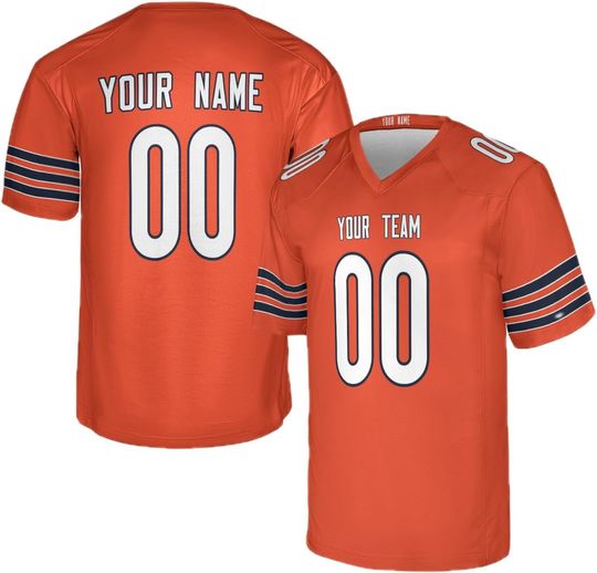 Discover Personalized Football Jersey Orange, V-Neck Slim-Fit Unisex, Custom Fan Shirt, Alternate Custom Game Jersey, Add Name & Number, Multiple Sizes S-5XL