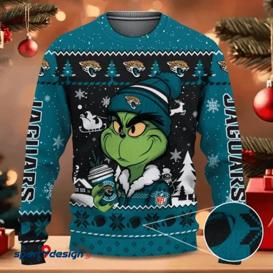 Jacksonville funny character Coffee Jaguars Christmas Ugly Sweater Football Ugly Sweater