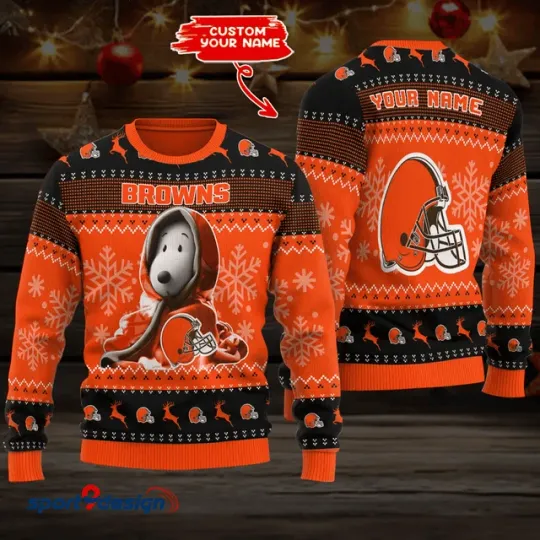 Discover Cleveland Snoop Browns Christmas Ugly Sweater Football Ugly Sweater