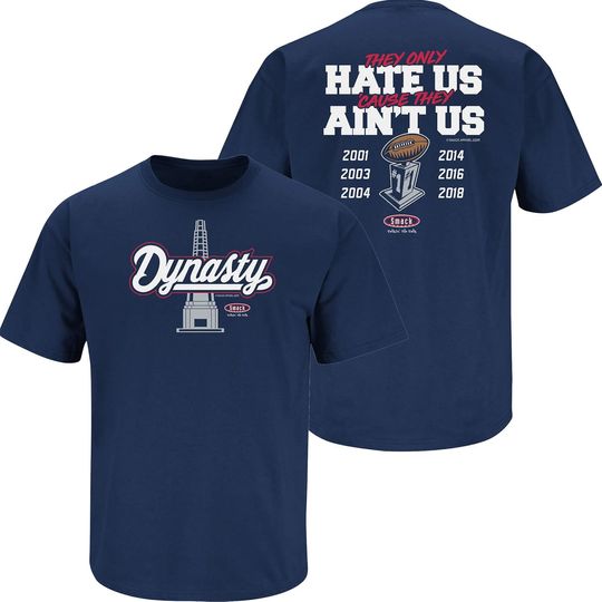 Discover Smack Apparel New England Football Fans Dynasty Navy T-Shirt