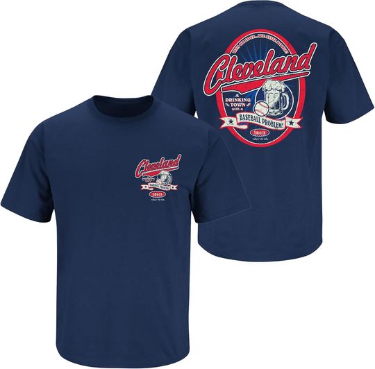 Smack Apparel Cleveland Baseball Fans Navy 3D T-Shirt