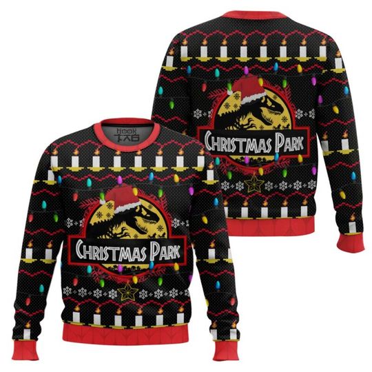 Jurassic Park Ugly Christmas Sweater Tyrannosaurus Rex Dinosaur Pullover Size Up Winter Sweater Men's And Women's Festival Gifts