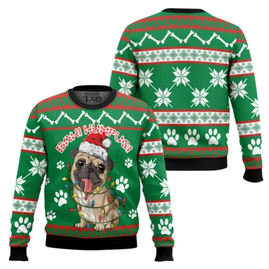 Discover Humpug Cute Pug Ugly Christmas Sweater Funny Holiday Party Pullover Warm Cozy Plus Size Sweaters for Men Women Xams Gift 2026