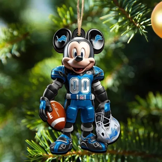 Discover Personalized Detroit Football Team Lions Mickey Mouse Christmas Ornament