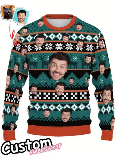 2025 New Custom Photos Graphic Sweatshirt Customize Picture Ugly Christmas Sweater Diy Personalized Face Image Pullover Sweaters