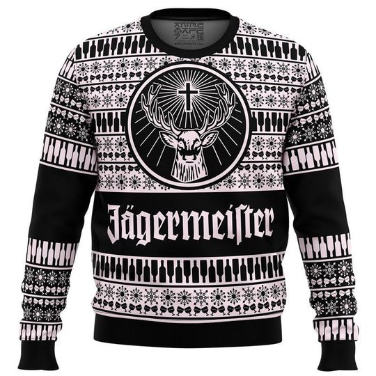 Discover Black Christmas Knitted Sweater for Men Ugly Christmas Sweater round Neck Thickened Sporty Style with Badge for Teenagers
