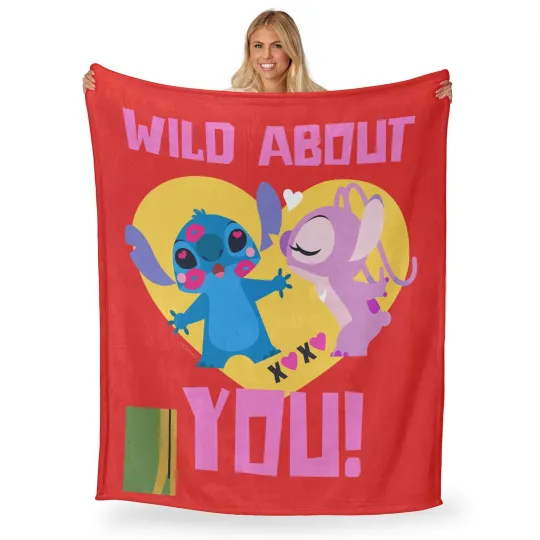 Discover Disney Lilo And Stitch Wild Valentine Disneyland Fleece Blanket