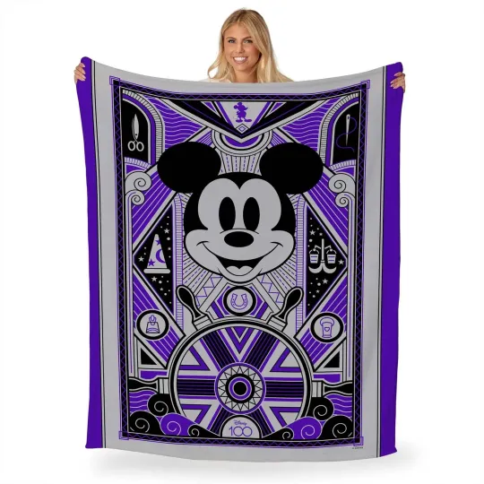Discover Disney Mickey Mouse Art Deco Mickey Disneyland Fleece Blanket