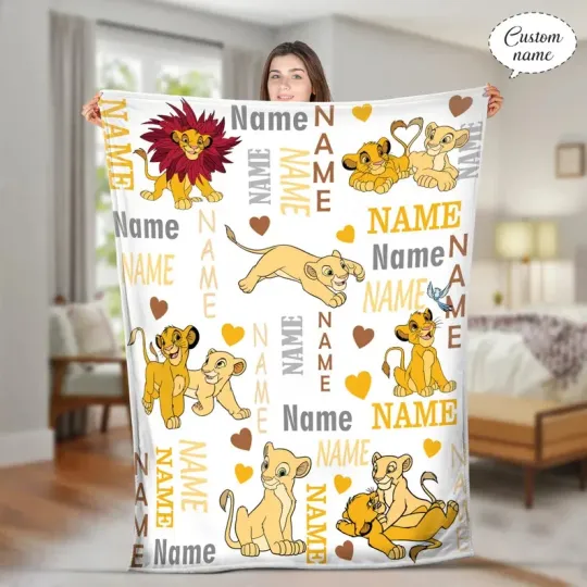 Personalized Simba Lion King Fleece Blanket