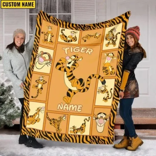 Discover Personalized Name Tigger And Winnie The Pooh Fleece Blanket