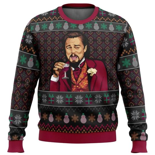 Ugly men's Christmas sweaters, Santa Claus sweaters, 3D sweaters, tops, autumn and winter clothing, laughter gifts, Leo, DiCapri