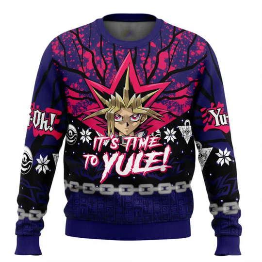 It's Time To Yule Yugioh Christmas Carnival Merry Christmas for Men and Women Ugly Holiday Gift Couple Hooded Sweatshirt