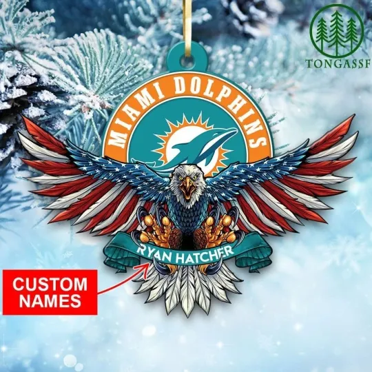 Discover Personalized Miami Football Team Dolphins Christmas Ornament Gift Decor