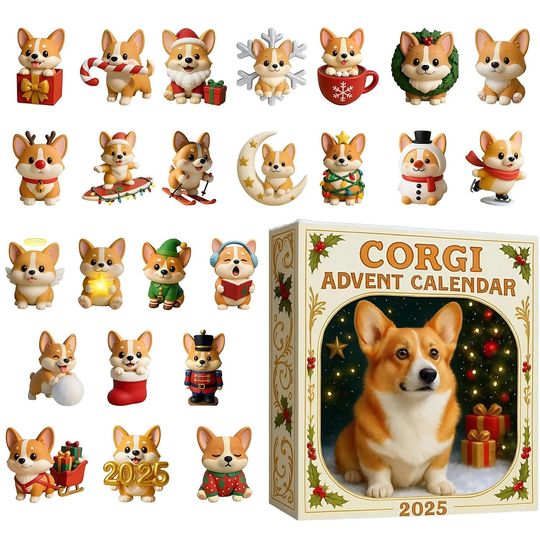Discover Corgi Advent Calendar 2025, 24 Day Dog Figurines : Vintage Christmas Ornament Countdown