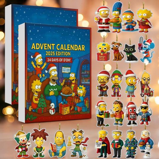 Discover Yellow Cartoon Family Inspired Advent Calendar 2025, 24 Days Countdown Christmas Gift for Animation Fans