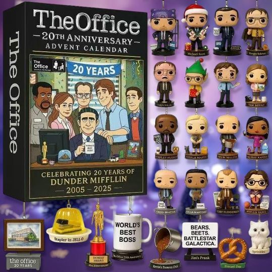 Discover The Office 20th Anniversary  Advent Calendar 2025, 2D Flat Acrylic Suprise Daily Gift, Gift for Office Lovers