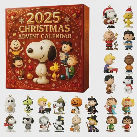 Discover Cute Cartoon Christmas Advent Calendar 2025  Holiday Countdown Box with Mini Figures & Ornaments | Fun Collectible Gift for Kids Families