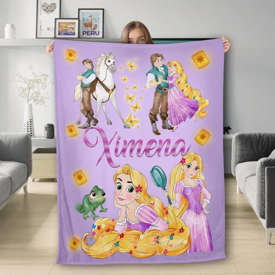 Discover Personalized Princess Movie Blanket, Characters Blanket, Cloudy Hair