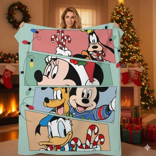 Discover Disney Cute Characters Fleece Blanket Disneyland Christmas Fleece Blanket