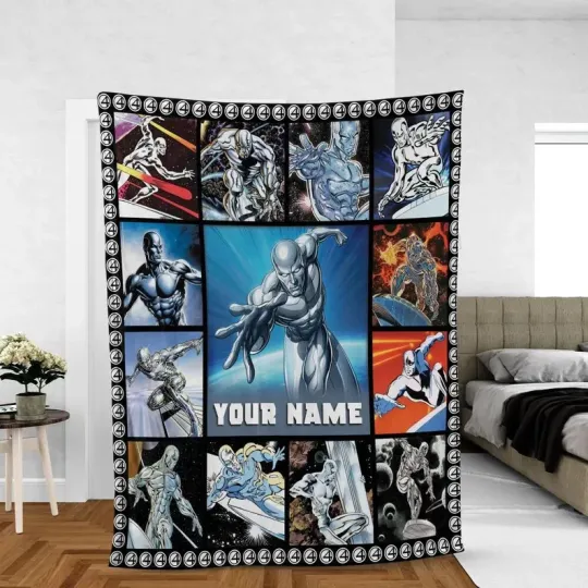 Discover Disney Marvel Fantasic Four Silver Surfer Cozy Customized Name Fleece Blanket