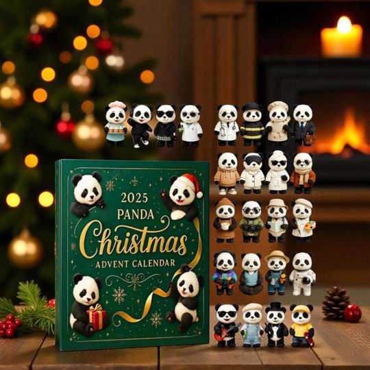 Discover Panda Christmas Advent Calendar 2025, 24 Day Acrylic Ornament Box, Cute Panda Countdown Gift for Families, Holiday Decor