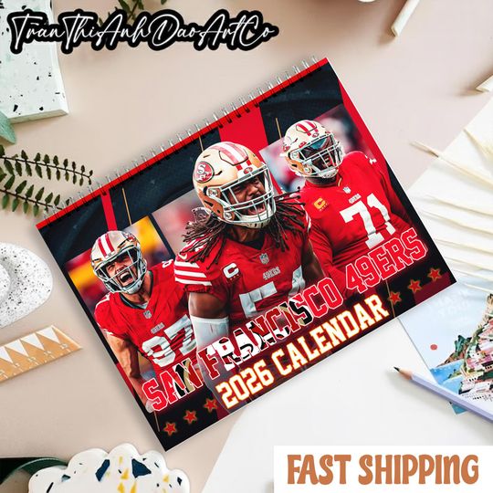 Discover Red Football 2026 Vertical Wall Calendar, American Football Themed Monthly Planner, Colorful Fan Art Gift