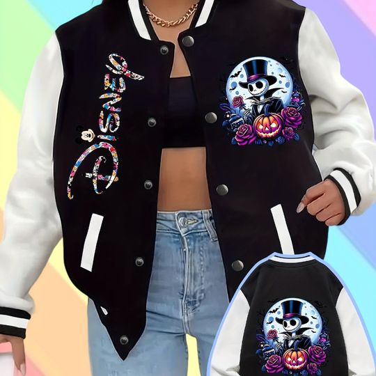 Discover Disney Christmas Eve Scar Jack Skelington Baseball Jacket Women's Y2K Style Autumn/Winter Trendy Casual Unisex Streetwear