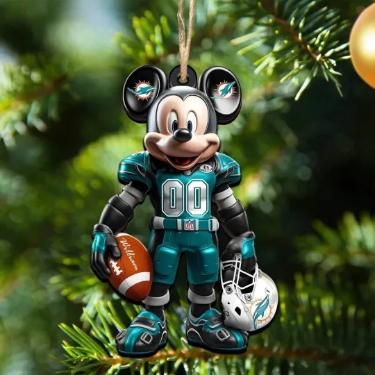 Discover Personalized Miami Football Team Dolphins Mickey Mouse Christmas Ornament