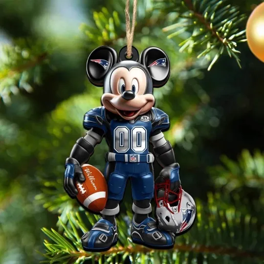 Discover Personalize New England Football Team Patriotss Mickey Mouse Christmas Ornament