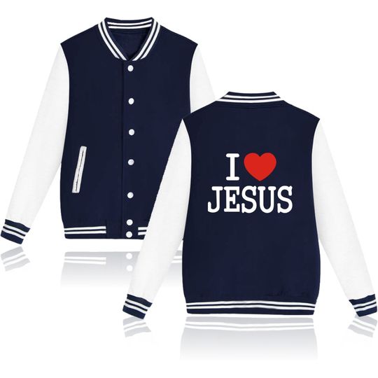 Discover I LOVE JESUS Baseball Jacket Men/Women Uniform Coat Christian Faith Hoodie Sweatshirts JESUS is COMING SOON Tracksuit Men Tops