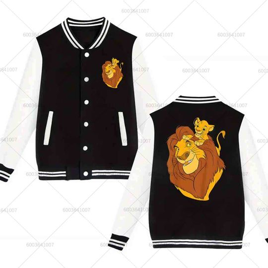Discover Men's Disney The Lion King Simba Women Baseball Jacket Sports Autumn Winter Classic Coats Fleece O-Neck Streetwear Hoodies Tops
