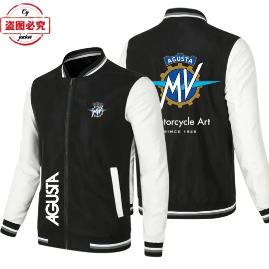 Discover European size MV Agusta Motorcycle Logo Jacket Loose Long Sleeve Men's Color Matching Top Baseball Jacket Team Uniform