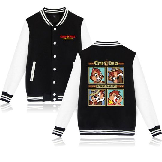 Discover Disney Chip N Dale Bomber Women's and Men's Autumn Baseball Jacket, Street Wear, Harajuku Bomber University Jacket